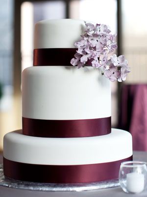 Eggplant and Gray Wedding Cakes