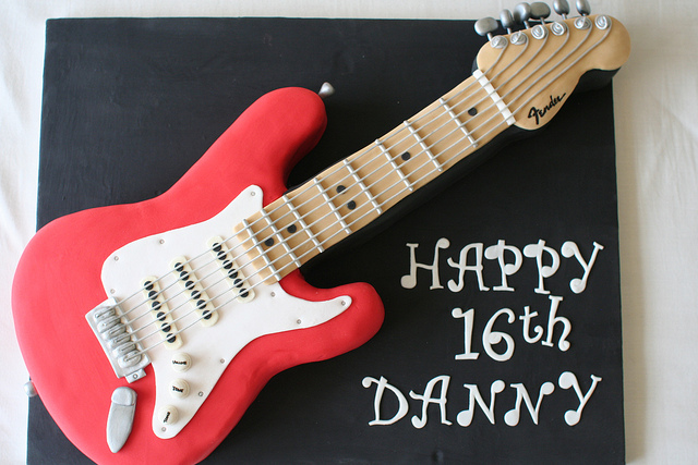 Electric Guitar Shaped Cake