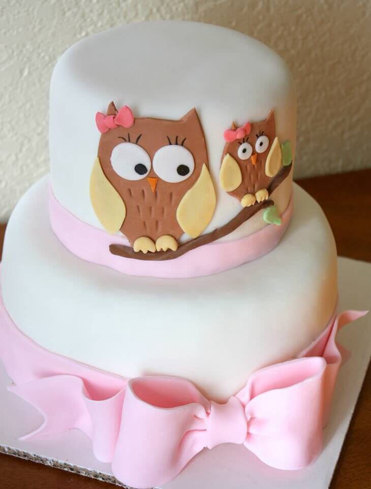 Girl Baby Shower Cakes with Owls