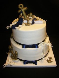 Graduation Cake with Navy Theme Graduation Cake with Navy Theme