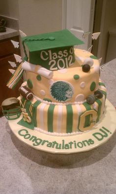 Graduation Cake with Paw Prints