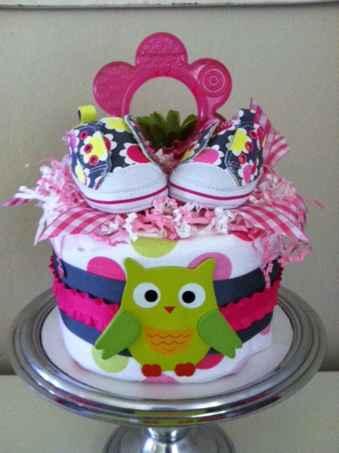Gray and Pink Owl Baby Shower Cakes Gray and Pink Owl Baby Shower Cakes