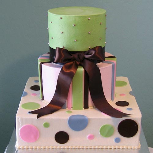 Green and White Polka Dot Cake