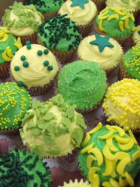 Green and Yellow Wedding Cupcakes