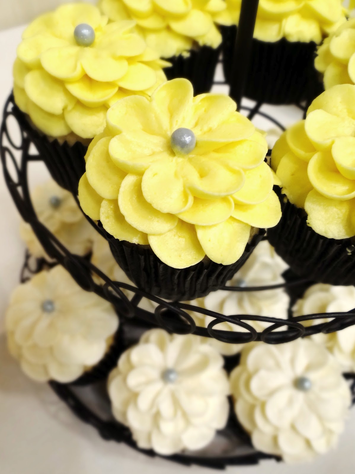 Grey and Yellow Wedding Cake Cupcakes