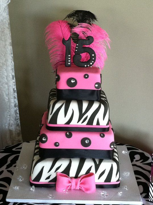 Hot Pink Black and White Zebra Cake