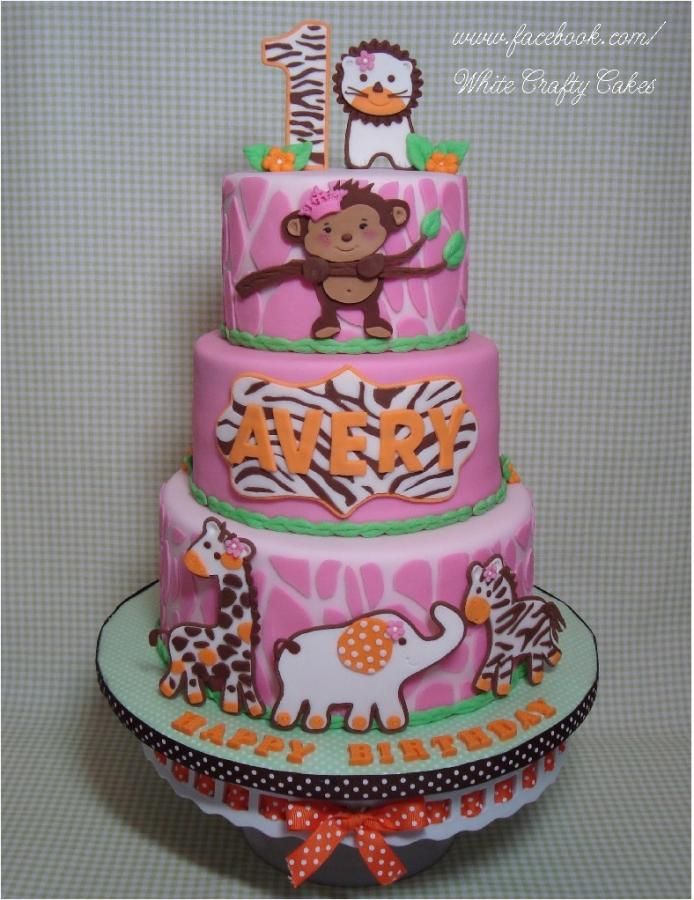 Jungle Safari First Birthday Cake