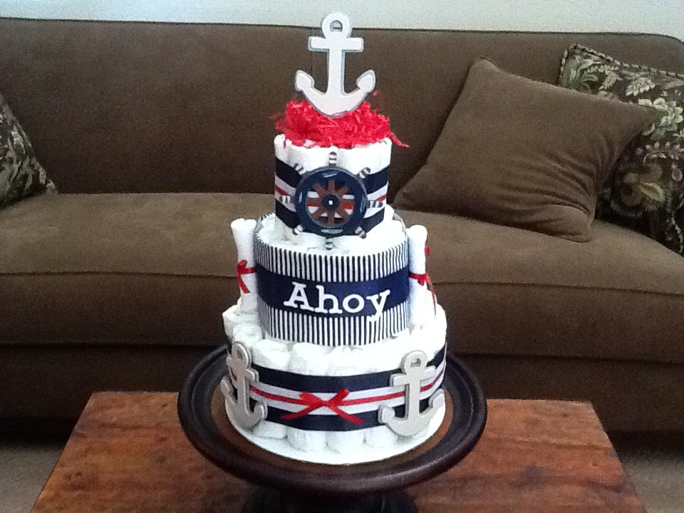 Nautical Boy Baby Shower Diaper Cake Nautical Boy Baby Shower Diaper Cake
