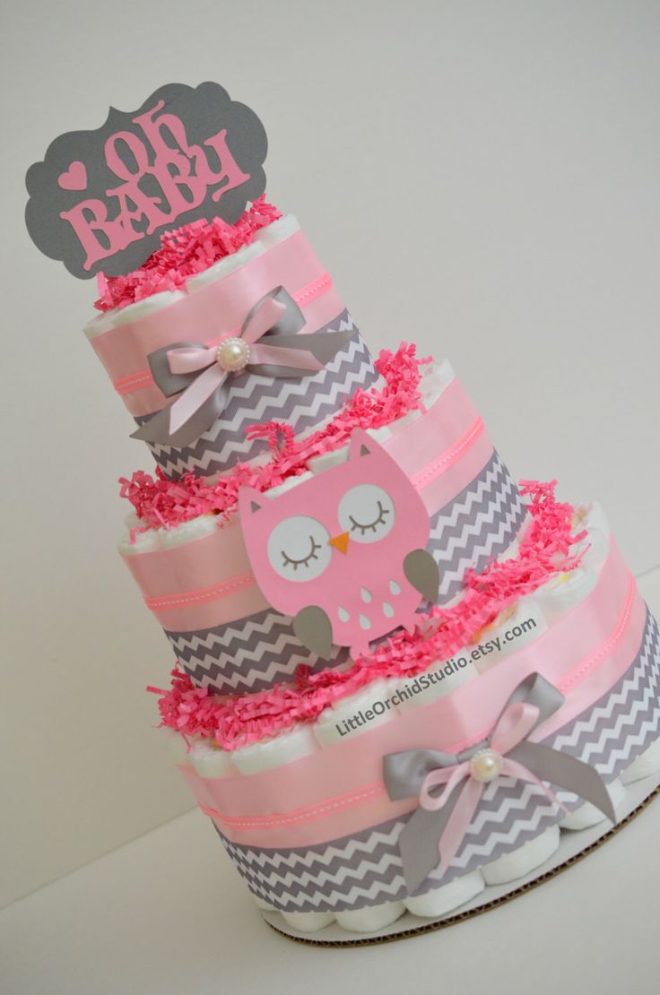 Owl Baby Shower Diaper Cake