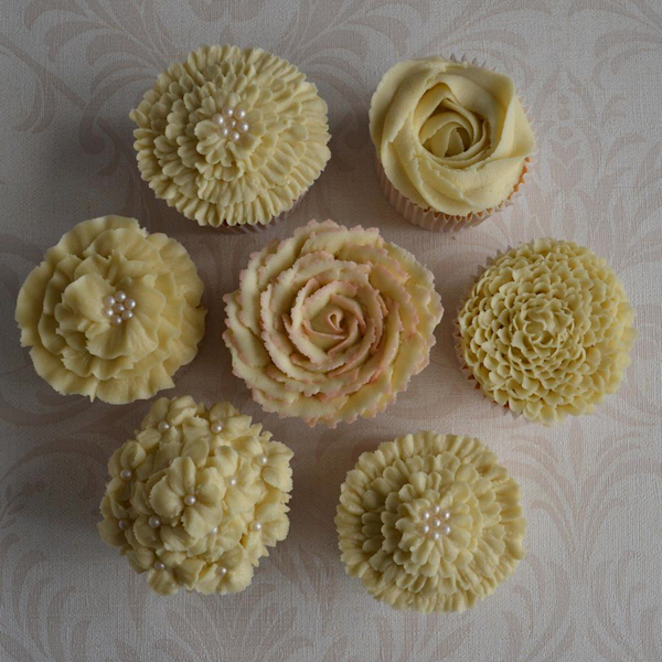 Pale Yellow Wedding Cupcakes