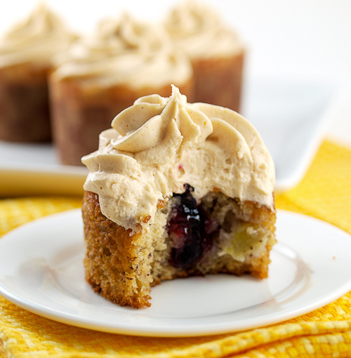 Peanut Butter Jelly Cupcakes with Filling
