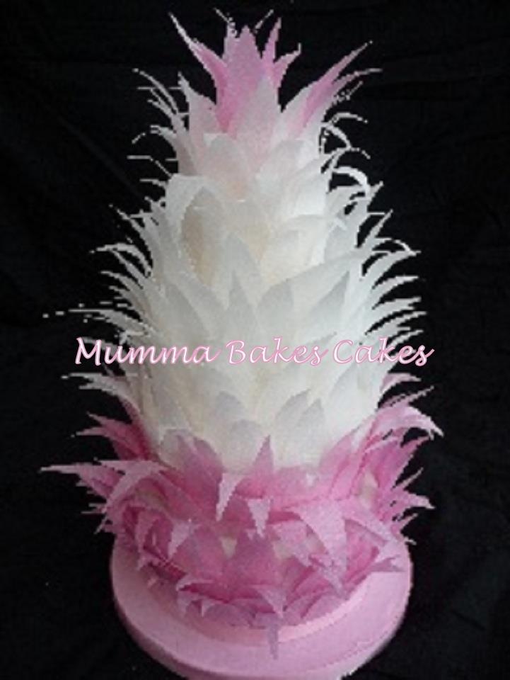 Pink and White Cake with Feathers