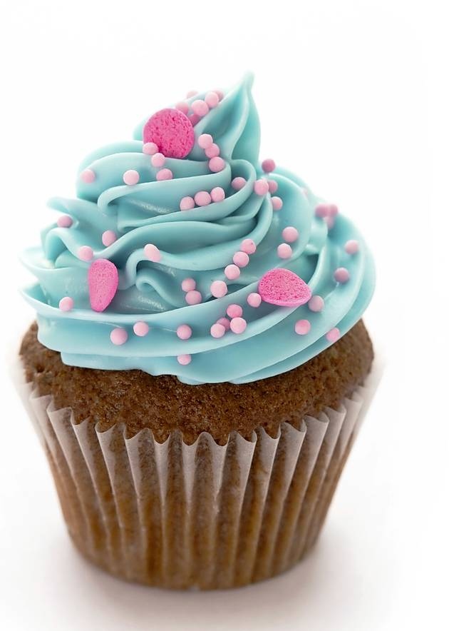 Pink Blue Frosting Cupcake with Sprinkles