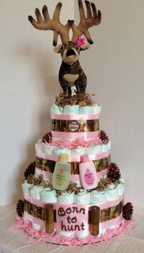 Pink Camo Diaper Cake