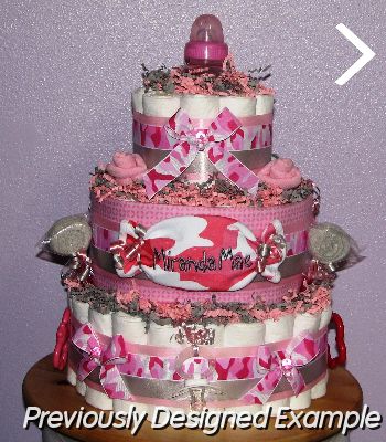 Pink Camo Diaper Cake