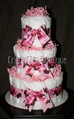 Pink Camouflage Baby Shower Cake