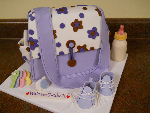 Purple and Brown Baby Shower Cake