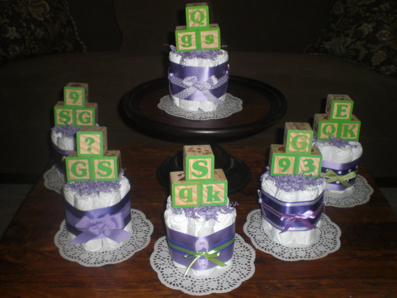 Purple and Green Baby Shower Decorations