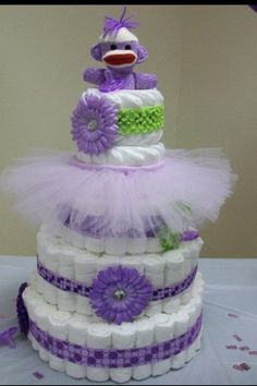 Purple and Lime Green Diaper Cake Purple and Lime Green Diaper Cake