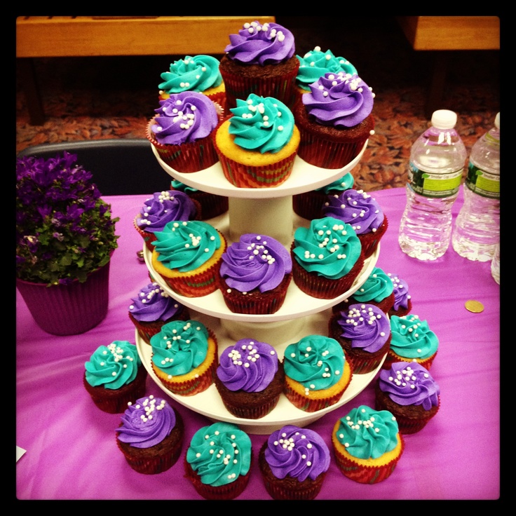 Purple and Teal Cupcakes