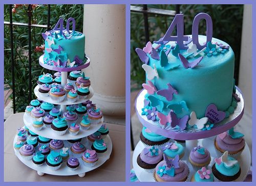 Purple and Turquoise Baby Shower Cake