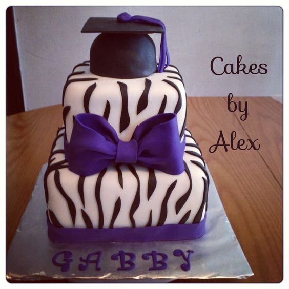 Purple and Zebra Print Graduation Cake