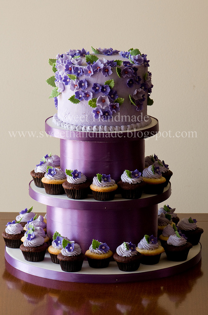Purple Bridal Shower Cakes and Cupcakes