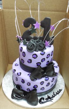 Purple Leopard Print Birthday Cake