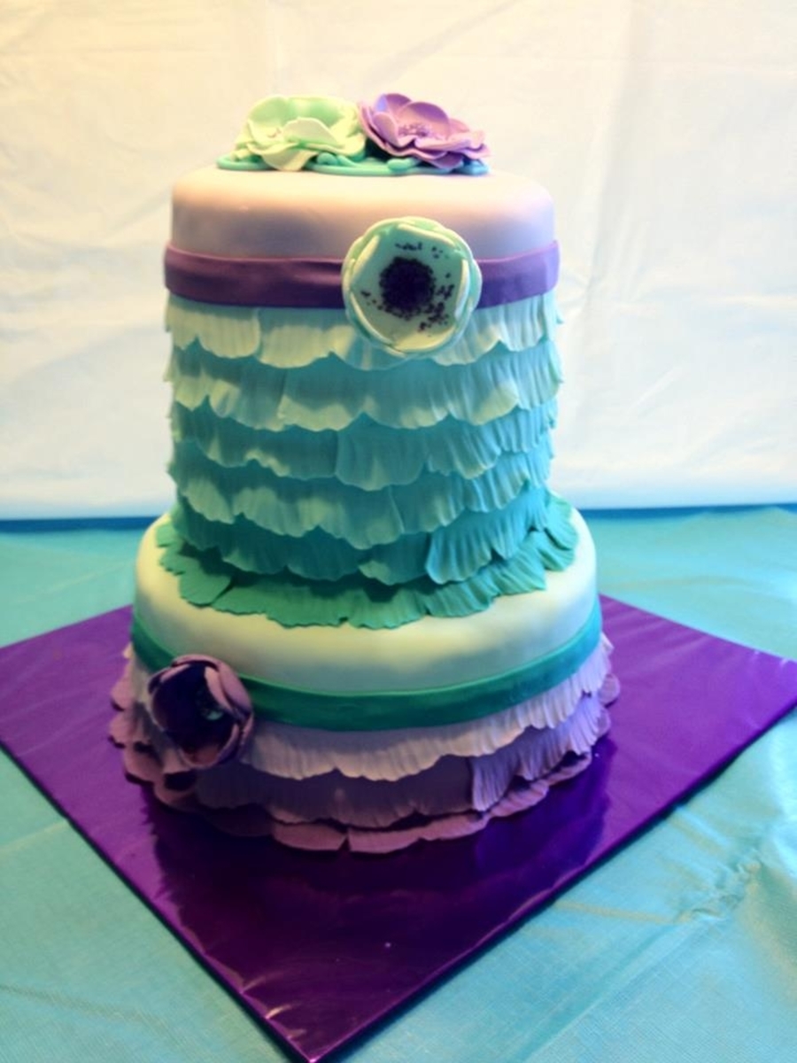 Purple Turquoise Ombre Cake