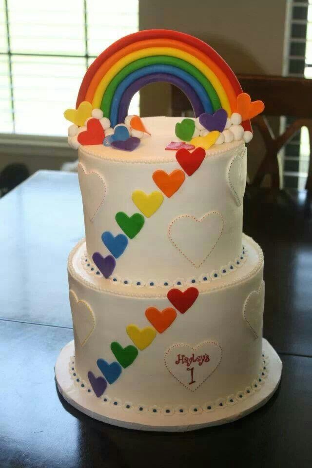 Rainbow Heart Cake