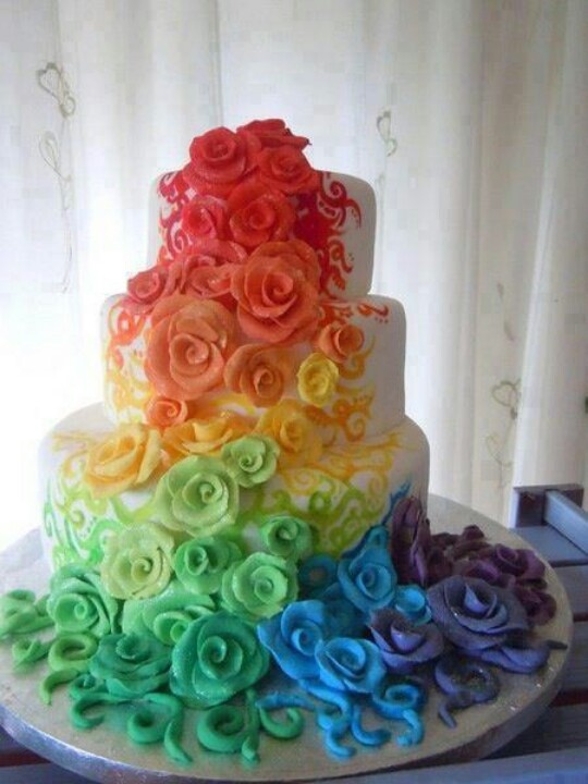 Rainbow Rose Cake