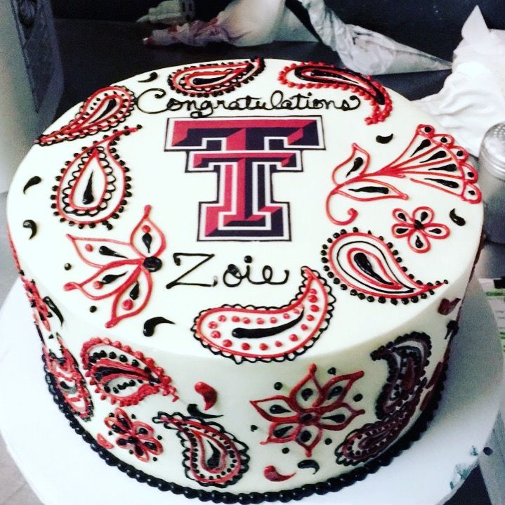 Red and Black Graduation Cake