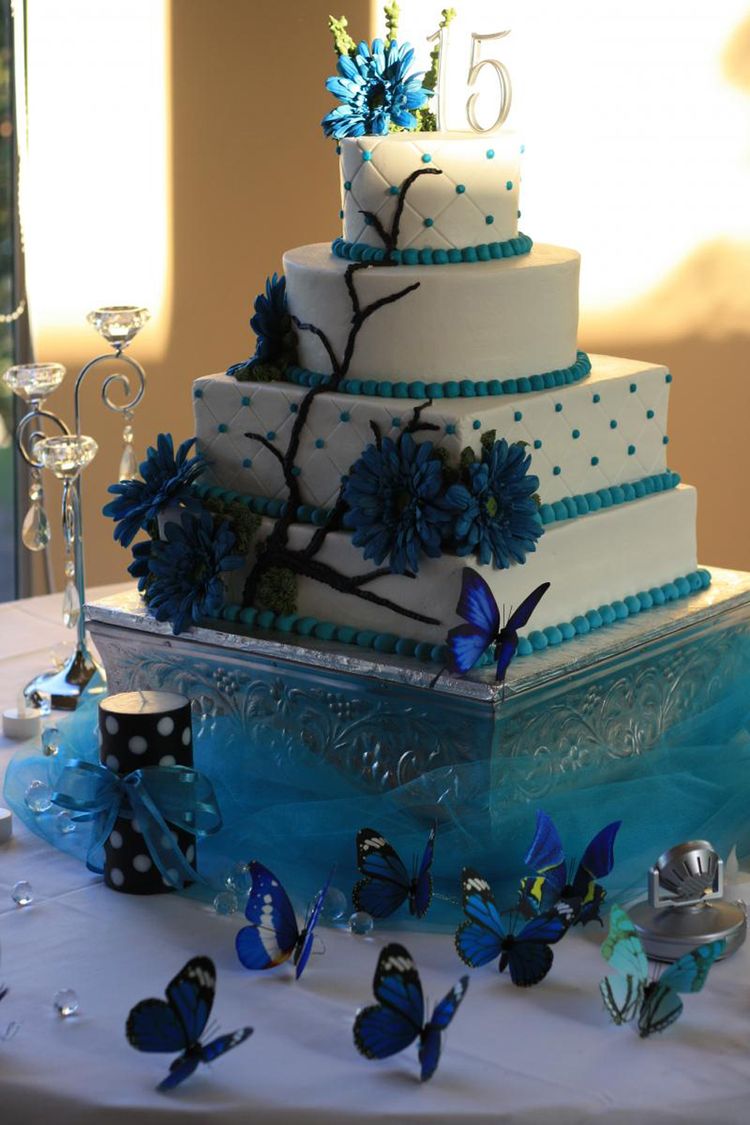 Royal Blue Quinceanera Cakes