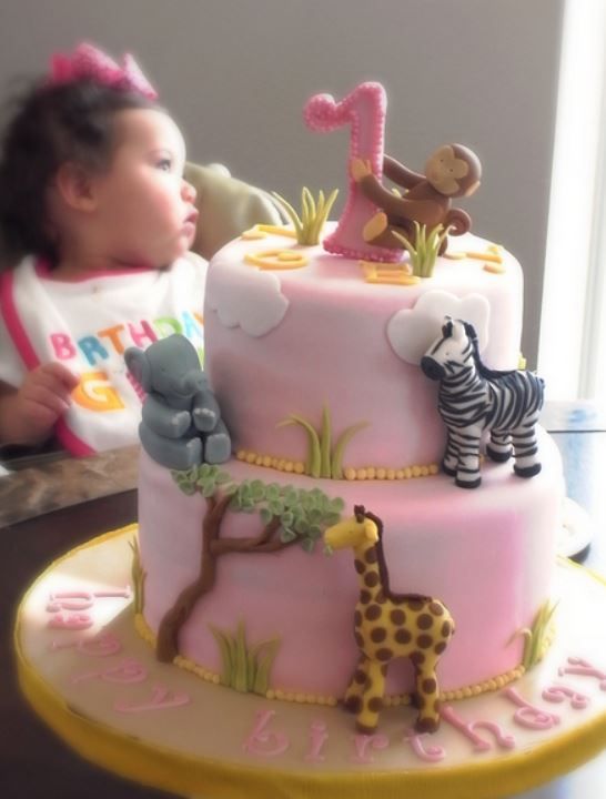 Safari Animal Birthday Cake for Girl Safari Animal Birthday Cake for Girl