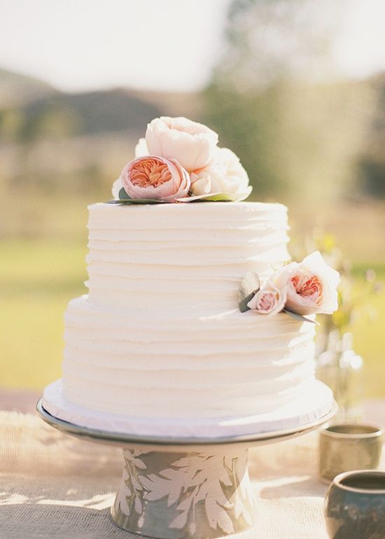 Simple 2 Tier Wedding Cake with Flowers
