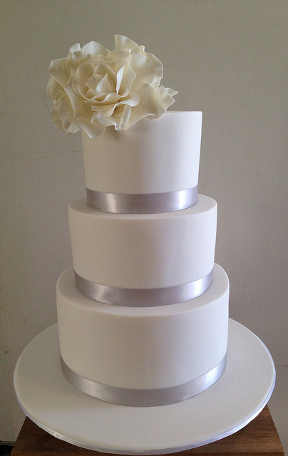 Simple 3 Tier White Wedding Cake