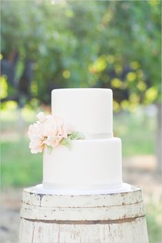 Simple Two Tier White Wedding Cake