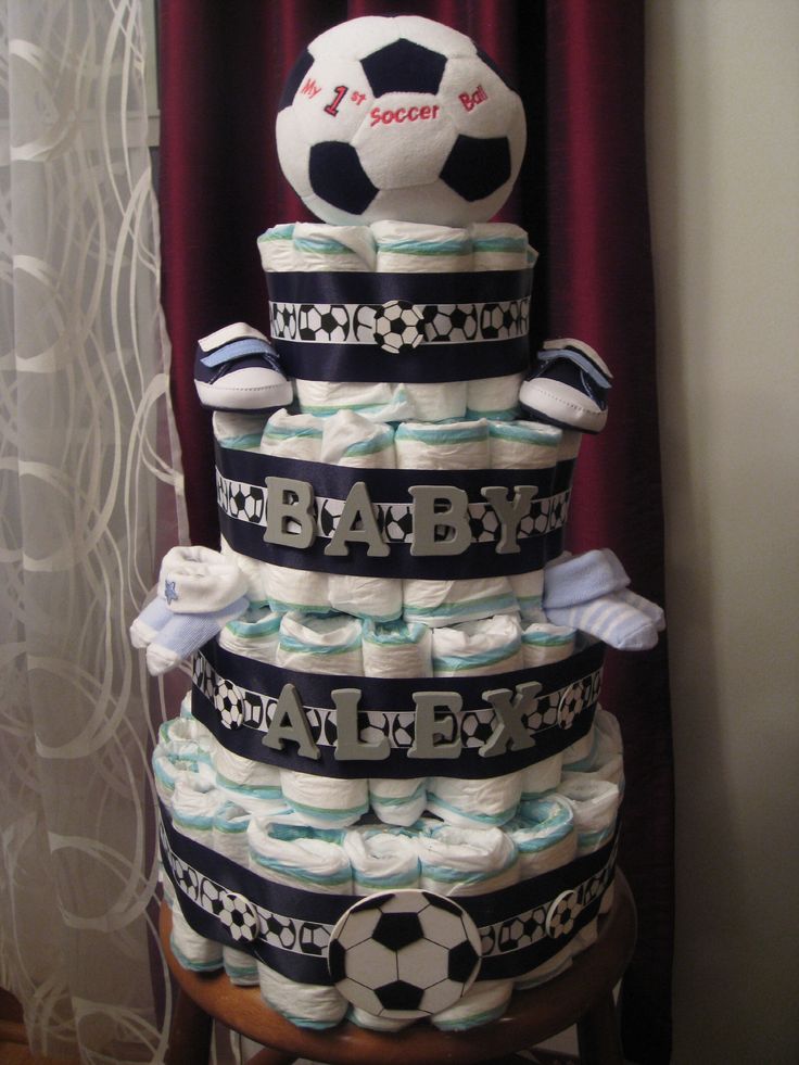 Soccer Baby Shower Diaper Cake