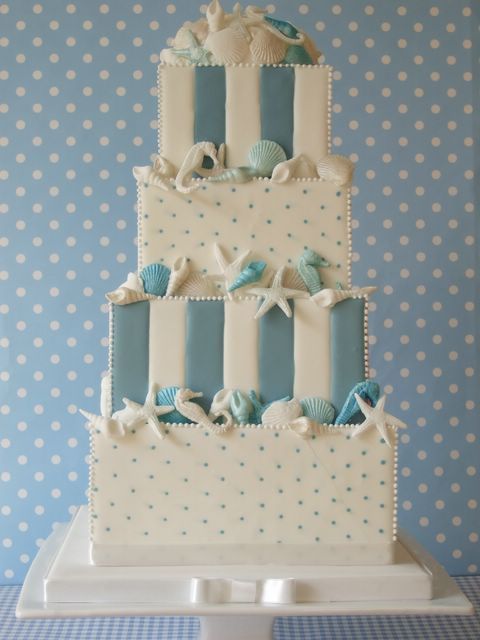 Square Wedding Cake with Polka Dots