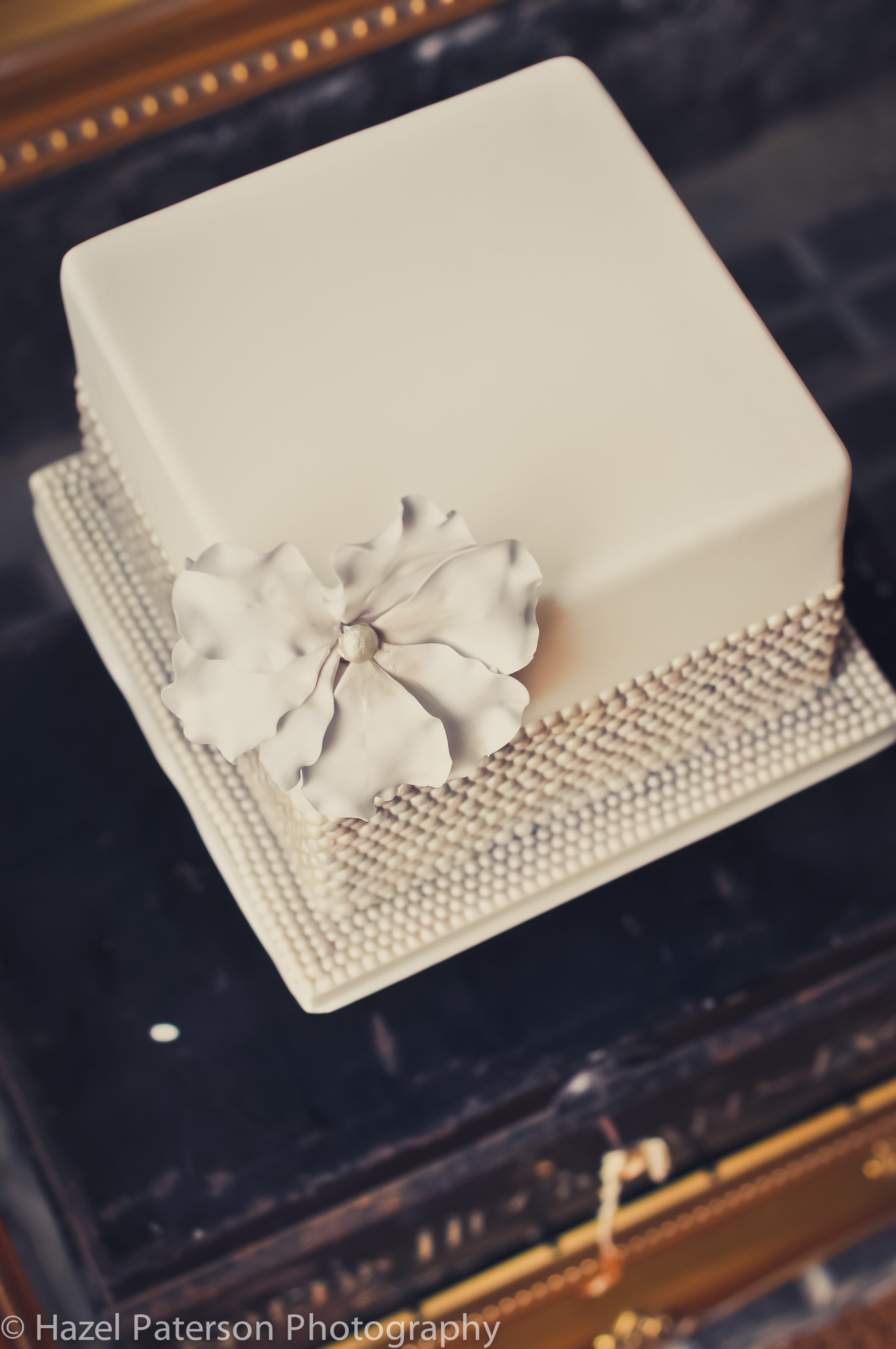 Square Wedding Cakes with Pearls