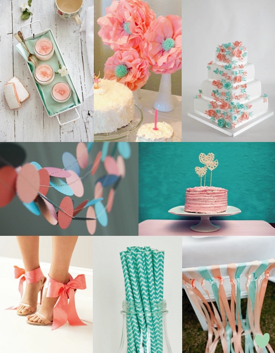 Teal and Coral Wedding