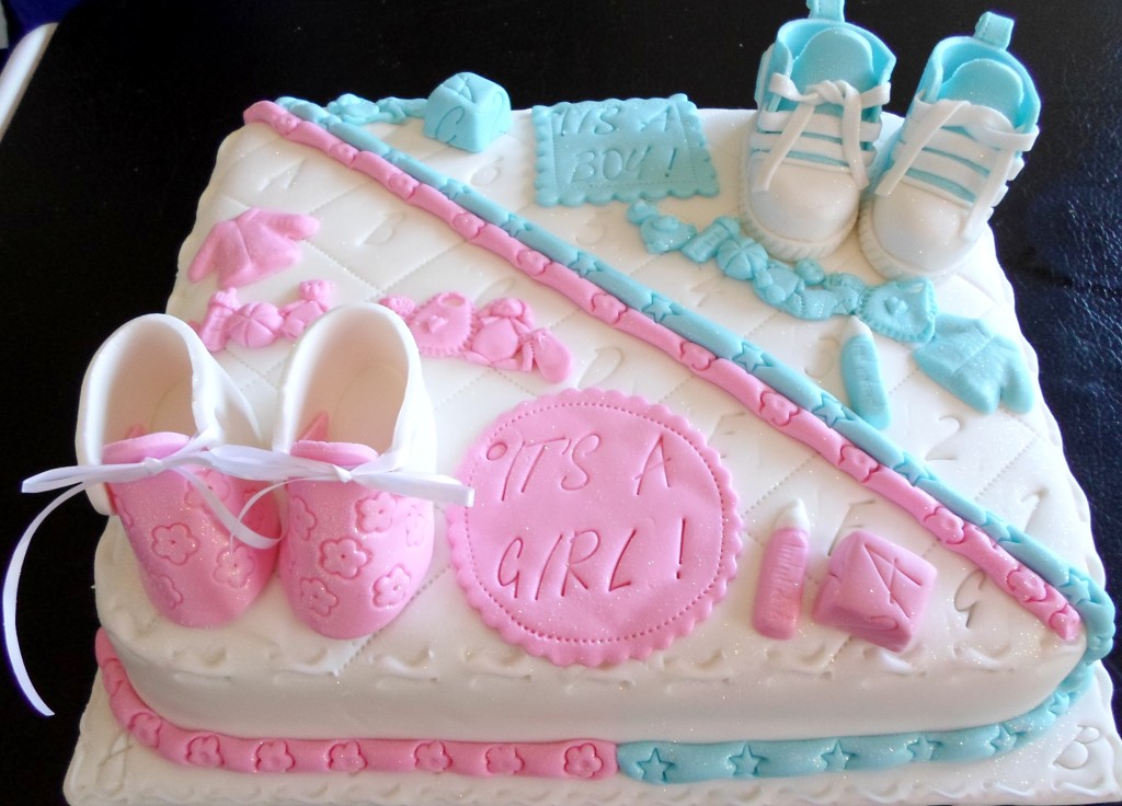 Twin Boy and Girl Baby Shower Cake