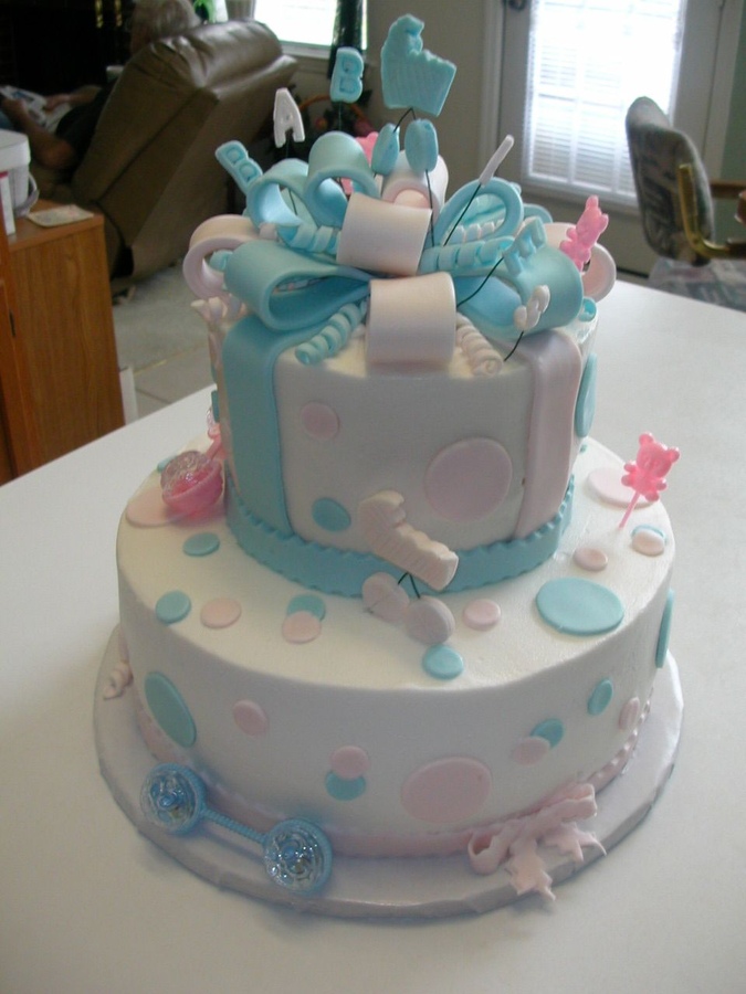 Twin Girls Baby Shower Cake