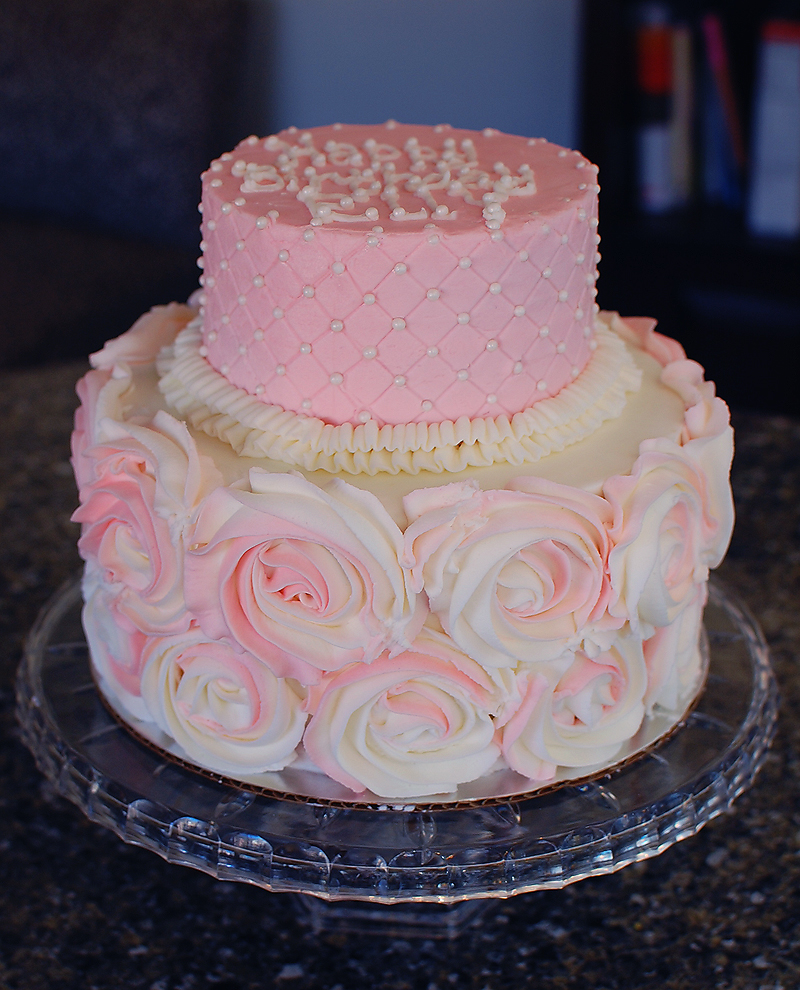 Two Tier Rosette Birthday Cake Two Tier Rosette Birthday Cake