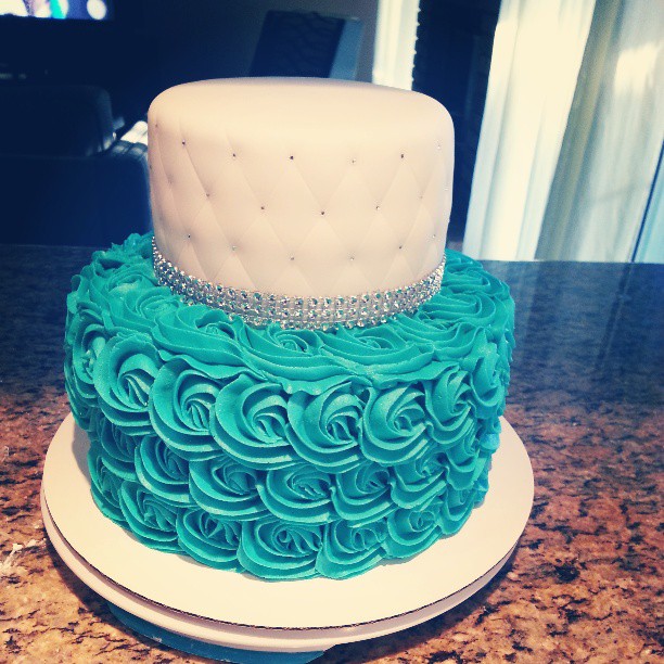Two Tier Rosette Wedding Cake Two Tier Rosette Wedding Cake