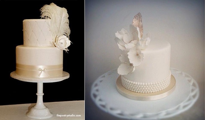 Vintage Wedding Cake with Feather