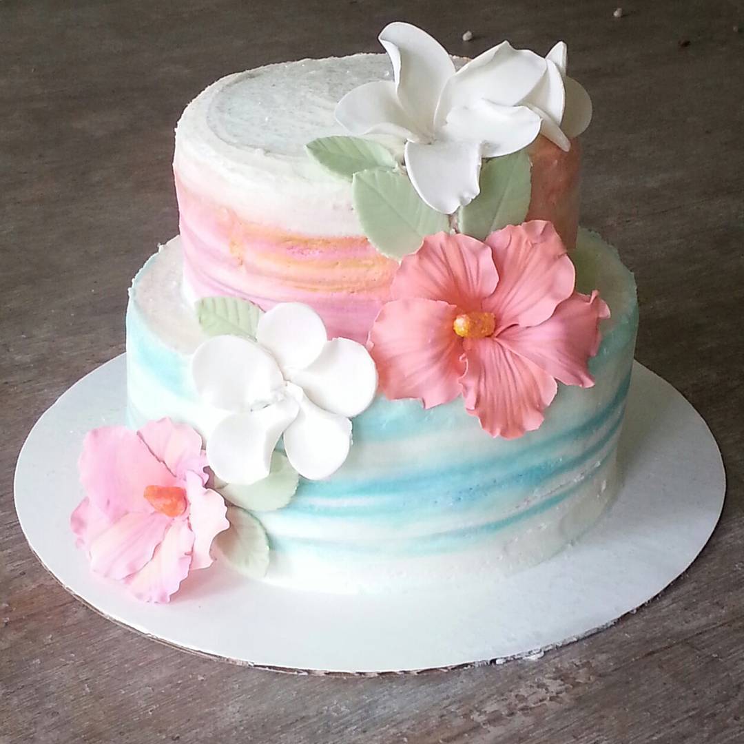 Watercolor Cake with Buttercream