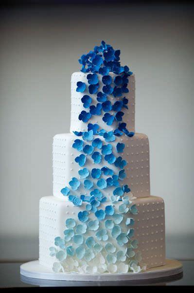 Wedding Cake Blue with White Flowers