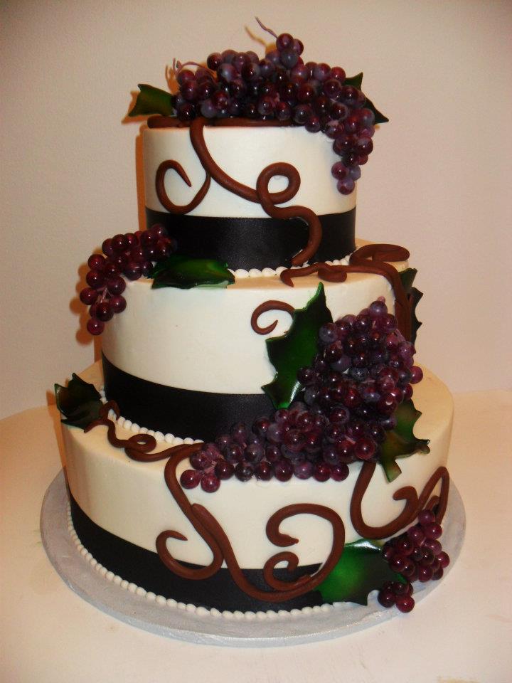 Wedding Cake with Grapes Vines