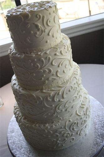 Wedding Cakes with Scroll Pattern